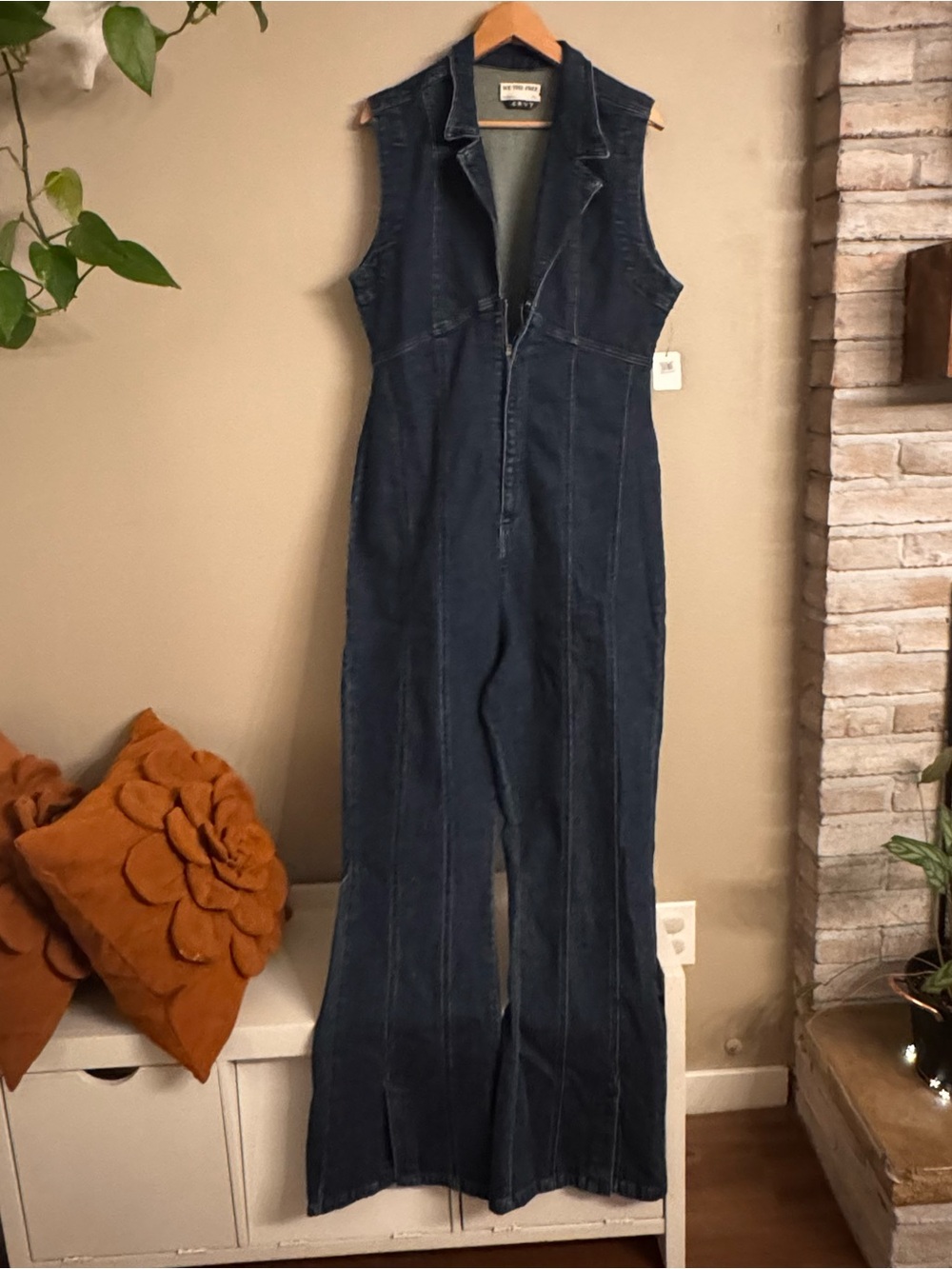 FREE PEOPLE CRVY Ring The Alarm Denim Jumpsuit‎ - Picture 2 of 7